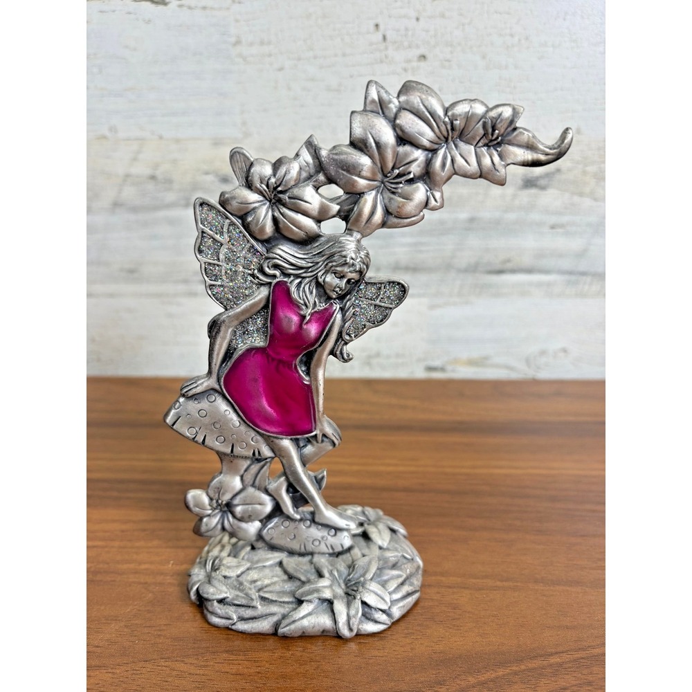 W.F. PEWTER‎  Fairy Angel Goddess Stained Glass Pewter Figurine Statue 7"